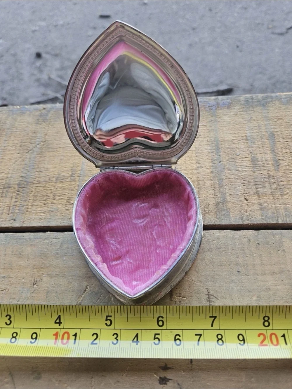 Vintage Heart Shaped Silver Tone Trinket Box 3”